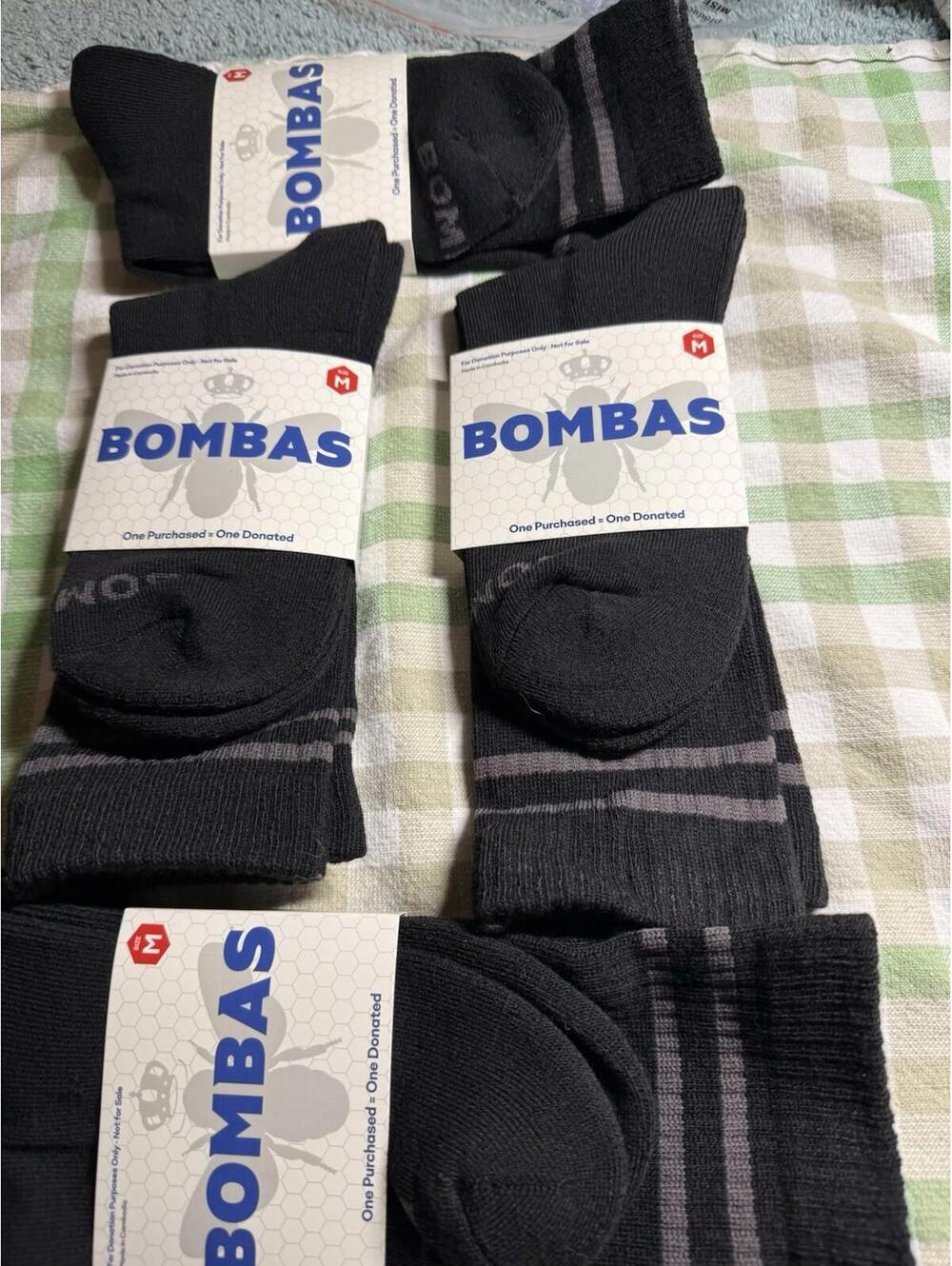 Bombas Lot of 4 (four) Pairs Crew Calf Socks in Black Adult Unisex Size M NEW #3